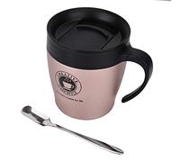 Tasse à café isolée 330 ml Tasse en acier inoxydable à double paroi avec cuillère Tasse à café d'isolation de flacon à vide étanche pour les voyages scolaires à domicile(Or rose)