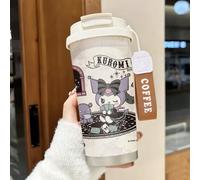 Tasse à café isotherme Sanrio Kuromi Poker Night avec sangle de poignet, en acier inoxydable, tasse à café avec couvercle, design à double boisson Acier inoxydable
