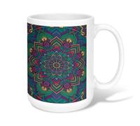 Tasse à café mandala en céramique, style bohème artistique, pétale de feuille, sans vert, tasse à thé fantaisie avec poignée, idéale pour les amis, la famille, les collègues, les enseignants, les