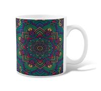 Tasse à café mandala en céramique, style bohème artistique, pétale de feuille sans vert, tasse à thé fantaisie avec poignée, idéale pour les amis, la famille, les collègues, les personnes âgées, les