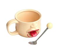 Tasse à café originale avec poignée à cuillère, 255 ml, pour boissons, tasses à café en céramique avec visage , pour femmes, hommes, , anniversaire, pendaison de crémaillère, maison