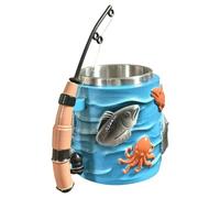 Tasse à café pour la pêche - Tasse à thé en relief 3D avec poignée en forme de canne à pêche, vaisselle en résine pour homme, tasse cadeau pour chocolat chaud, thé, eau, vin, café, cuisine, 300 ml