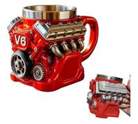Tasse à café rétro en acier inoxydable avec moteur V8V6 motif moteur de voiture amusant cadeau de Noël ou V61pcs