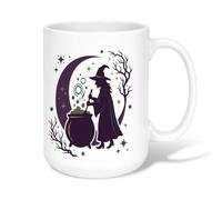 Tasse à café sorcière en céramique, chaudron magique fantaisie, lune d'Halloween, tasse à thé fantaisie avec poignée, idéale pour les amis, la famille, les collègues, les personnes âgées, les