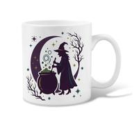 Tasse à café sorcière en céramique, chaudron magique fantaisie, lune d'Halloween, violet, tasse fantaisie avec poignée, idéale pour l'amitié, la famille, les collègues, les enseignants, le personnel