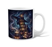 Tasse à café sorcière en céramique, chaudron mystique, chat, Halloween, tasse à thé fantaisie noire avec poignée, idéale pour l'amitié, la famille, les collègues, les professeurs, 325 ml
