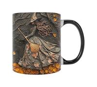 Tasse à café sorcière - Gobelet effrayant en céramique - Tasse élégante d'Halloween - Tasse noire élégante en poterie noire pour thé ou magique, tasses à café à breloques gothiques, tasse à