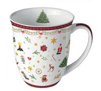 Tasse à café - Tasse à thé - 0,4 l - En porcelaine fine - Pour Noël, Avent (décorations rouges)