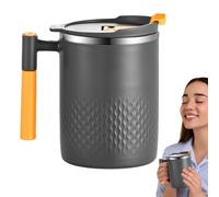 Tasse à café thermique à double isolation de 450 ml, gobelet à double couche en acier inoxydable | Facile à transporter avec couvercle et poignée, de haute durée qui peut également être