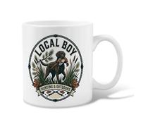 Tasse à café vintage en céramique avec motif de chasse Labrador Retriever | Labrador retriever Art, gobelet, scène de chasse, thème aventure en plein air, style emblème rustique