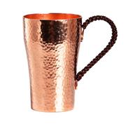 Tasse à eau en cuivre - 400 ml - Tasse à café martelée - Poignée en rotin | Tasse en cuivre pour maison, cuisine, bureau, chambre, salle à manger, appartement, dortoir, fête, réunion