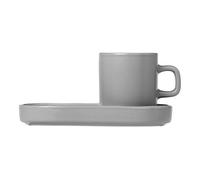 Tasse à espresso avec soucoupe PILAR, set de 2 pc, gris clair, Blomus