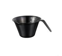 Tasse à mesurer à expresso en acier inoxydable 304 avec poignée étendue résistante à la chaleur et bec en V et marquage à double échelle en oz et ml (noir B)