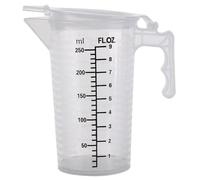 Tasse à mesurer avec couvercle et bec verseur, pichet doseur en plastique transparent de 250 ml avec poignée, bécher gradué résistant à la chaleur pour ingrédients liquides (gobelets en plastique p