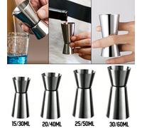 Tasse à mesurer en acier inoxydable, Shaker à Cocktail, mitigeur à chevilles, Jigger, boisson à double injection, capacité d'alcool, bouteille à secouer, outil de Bar de fête S and XL 2pcs