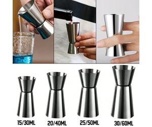 Tasse à mesurer en acier inoxydable, Shaker à Cocktail, mitigeur à chevilles, Jigger, boisson à double injection, capacité d'alcool, bouteille à secouer, outil de Bar de fête L and XL 2pcs