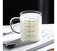Tasse à Mesurer en Verre 230ML Noir de la marque unifun avec Échelle de Cuisson Résistant à la Chaleur et aux Micro-Ondes, Mug à Boire Café et Boisson, Doseur, Expresso, Transparent, 1 Pièce