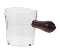 Tasse à Mesurer en Verre 70ml avec Poignée en Bois pour Café | Mini Doseur, Bec Verseur Double, pour Lait, Crème et Jus, Usage Restaurant ou Réception