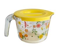 Tasse à mesurer en verre borosilicate avec couvercle 500 ml, double échelle pour ingrédients secs et liquides, passe au micro-ondes et au four avec poignée