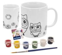Tasse à Peindre - Orion - 330ml - Porcelaine Enfant - Avec Pinceau et Peintures - Compatible Lave Vaisselle