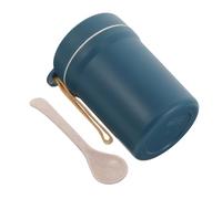 Tasse à Petit-déjeuner avec Couvercle et Cuillère 350ml Isotherme | Double Paroi en PP Bleu, Compatible Micro-ondes et Lave-vaisselle, Poignée Pratique, pour Avoine, Soupe Chaude, Voyage