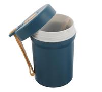 Tasse à Petit-déjeuner Isotherme Double Paroi 350ml avec Anse | PP Bleu, Passe au Micro-ondes, avec Couvercle et Cuillère Intégrée, pour Bureau et Repas Extérieurs