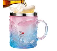 Tasse à thé - 200 ml - Tasse 3D avec relief extraterrestre - Jolie tasse avec bord en acier inoxydable - Pour la maison, la cuisine, la pause de travail, le matin, le soir, les fêtes et la collection
