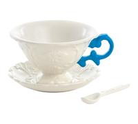 Tasse à thé avec soucoupe et cuillère I-WARES bleu clair, Seletti