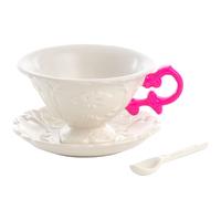 Tasse à thé avec soucoupe et cuillère I-WARES, fuchsia, Seletti