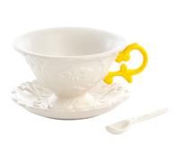 Tasse à thé avec soucoupe et cuillère I-WARES jaune, Seletti