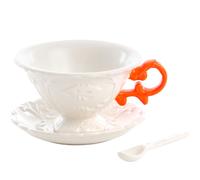 Tasse à thé avec soucoupe et cuillère I-WARES, orange, Seletti
