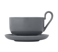 Tasse à thé avec soucoupe RO, set de 2 pc, 230 ml, gris, Blomus