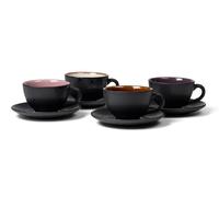 Tasse à thé avec soucoupe, set de 4 pc, 240 ml, noir/mix, Bitz