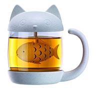 Tasse à thé chat avec œuf à thé intégré | Tasse de chat avec couvercle | Verre à thé | Aspect chat
