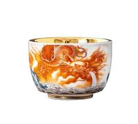 Tasse à thé en Céramique Tasse à thé dorée, tasse du propriétaire, en porcelaine blanche peinte la main avec dragon et phénix, bol , de dégustation , service Gongfu, parfum, simple Tasses à Thé