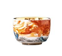 Tasse à thé en Céramique Tasse à thé dorée, tasse du propriétaire, en porcelaine blanche peinte la main avec dragon et phénix, bol , de dégustation , service Gongfu, parfum, simple Tasses à Thé