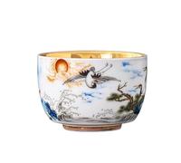 Tasse à thé en Céramique Tasse à thé dorée, tasse du propriétaire, en porcelaine blanche peinte la main avec dragon et phénix, bol , de dégustation , service Gongfu, parfum, simple Tasses à Thé