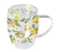 Tasse à thé en verre double paroi citrons et papillons
