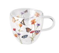 Tasse à thé en verre double paroi jardin des papillons 200 ml