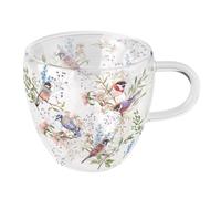 Ambiente Tasse à thé en verre double paroi oiseaux et branches fleuries