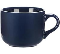 Tasse à thé et à café XXL en céramique avec poignée - 650 ml - Grande tasse à café - Pour le thé, les céréales, les soupes - Bol en porcelaine - Bleu roi