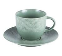 Tasse à thé et sa soucoupe Vésuvio sauge 22 cl (lot de 6)