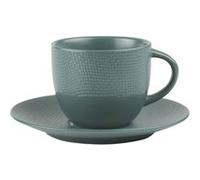 Tasse à thé et sous-tasse à Vésuvio bleu 22 cl (lot de 6) - Table Passion - Bleu - Grès BLEU G