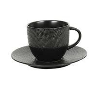 Tasse à thé et sous-tasse Vésuvio noir 22 cl (lot de 6)