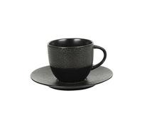 Table Passion – Tasse à thé et sous-tasse Vésuvio – Grès – Noir – 22 cl – Lot de 6