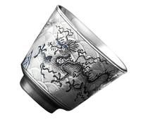 Tasse à Thé Traditionnelle Chinoise Dragon Argenté 45ml, Décorative | Cérémonie Formelle et Présent de Pendaison de Crémaillère, Usage Maison ou Bureau, Style Classique Chic