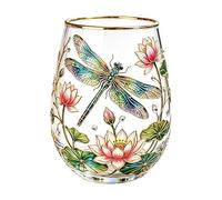 Tasse à thé - Verres en verre floral transparent, tasse de boisson de 14 oz, motif colibri avec bord doré | Convient pour les anniversaires, mariages, célébrations de la Saint-Valentin, bar, table