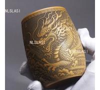 Tasse à thé Yixing sculptée dragon 180 ml, grande capacité, tasse de maître pour la maison, tasses à thé chinoises en argile violette, ustensiles de boisson 1pc