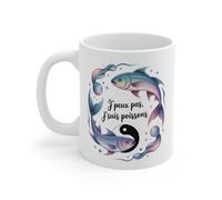 Tasse Astrologie Poissons - Mug Zodiaque “J’peux Pas J’suis Poissons” - Cadeau Signe Eau Céramique 325ml
