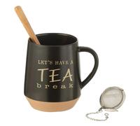 Tasse Avec cuillère et Boule à Thé Tea Break 23cm Noir